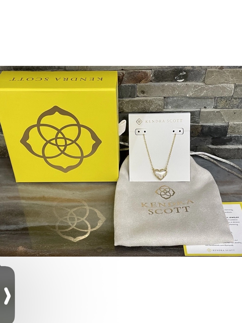 Kendra Scott Ivory Mother-of-Pearl Ari Heart Gold Pendant Necklace Short